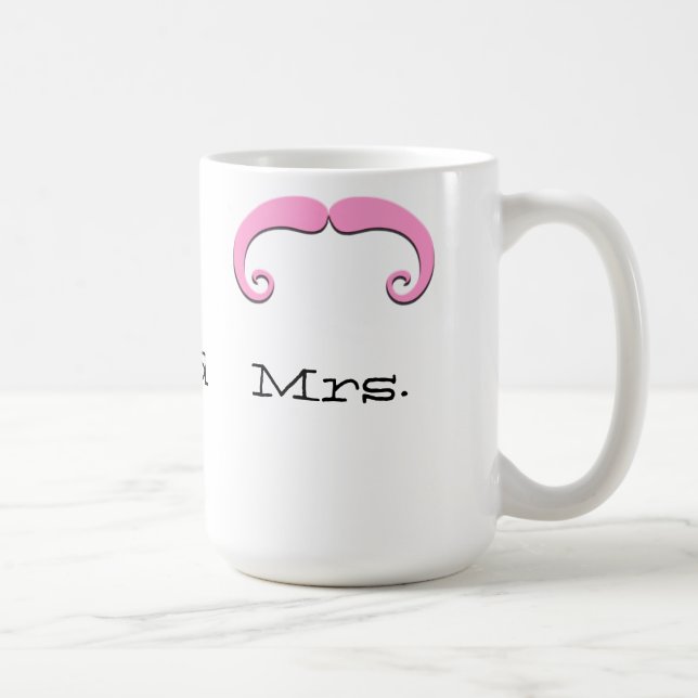 Mr. and Mrs. Moustache or Moustache Newly Weds Mug (Right)