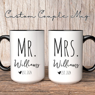 Mr and Mrs mug, Custom couple mug, Wedding gift Mug