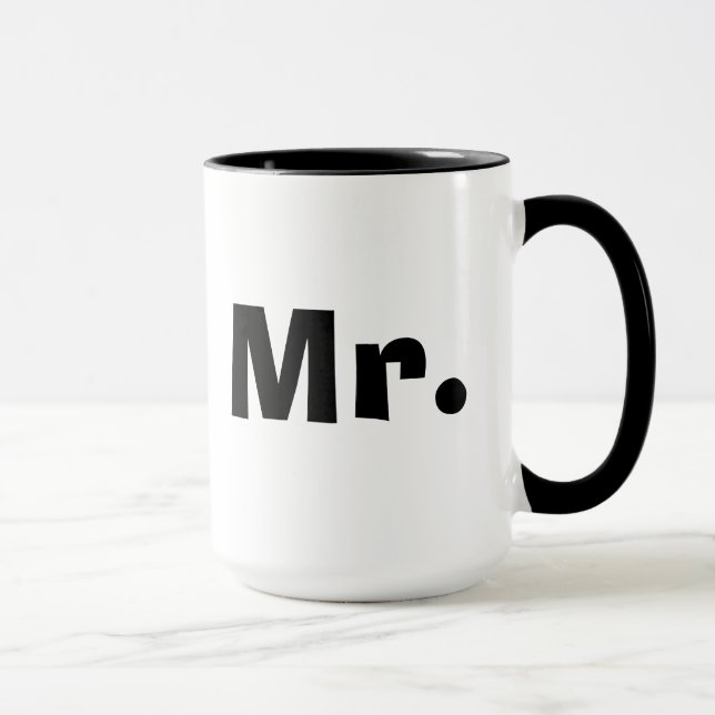 Mr and Mrs mugs - black and white (Right)