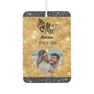 Mr and Mrs Name Photo Wedding Favour  Car Air Freshener