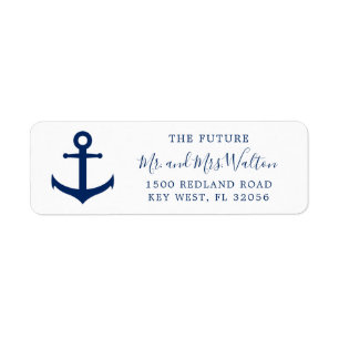 Mr and Mrs Nautical Anchor Wedding Return Address Return Address Label