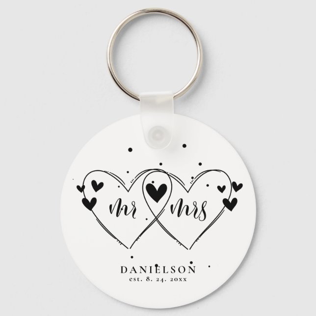 Mr. and Mrs. Newly Weds Wedding   Key Ring (Front)