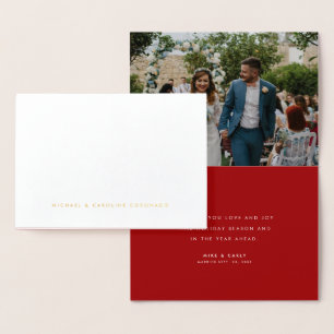 Mr. and Mrs. newlywed Christmas wishes Foil Card