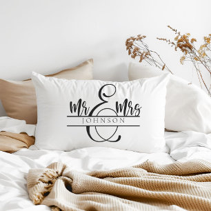 Mr. and Mrs. Newlywed Couple Gifts Lumbar Cushion