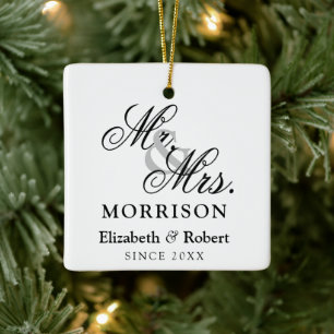 Mr and Mrs Newlyweds Elegant Luxury  Ceramic Ornament