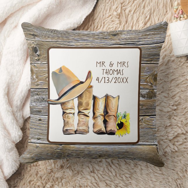 Mr and Mrs Newlyweds Personalised  Cushion (Blanket)