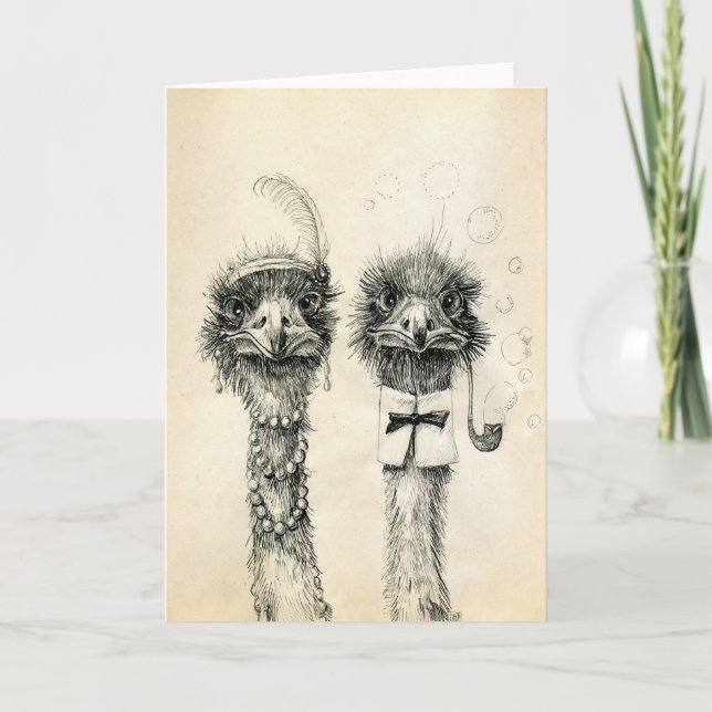 Mr. and Mrs. Ostrich Card (Front)