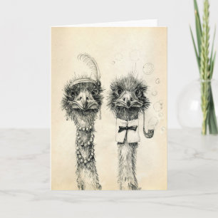 Mr. and Mrs. Ostrich Card