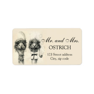 Mr. and Mrs. Ostrich Label