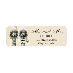 Mr. and Mrs. Ostrich Return Address Label