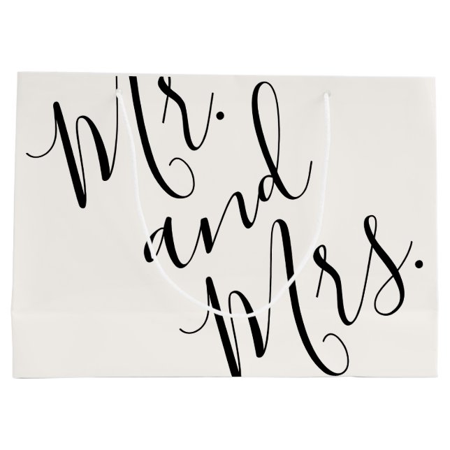 Mr. and Mrs. Oversized Calligraphy White Black Large Gift Bag (Back)