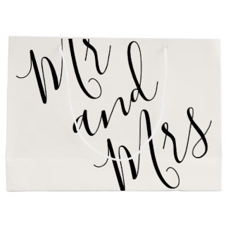 Mr. and Mrs. Oversized Calligraphy White Black Large Gift Bag
