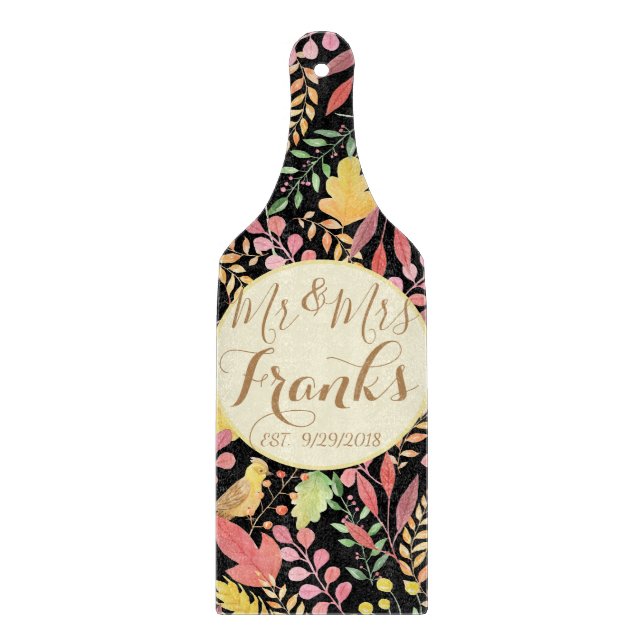 Mr and Mrs Personalised Autumn Cutting Board (Front)