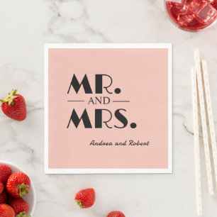 Mr and Mrs Personalised Cocktail Napkins