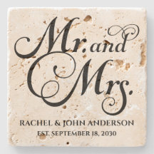 Mr and Mrs, Personalised Engagement Gift, Marble