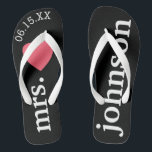Mr. and Mrs. Personalised Honeymoon with Heart Thongs<br><div class="desc">A perfect design for a beach wedding or for the honeymoon. Change the Mrs. to Mr. to make a coordinating pair.</div>