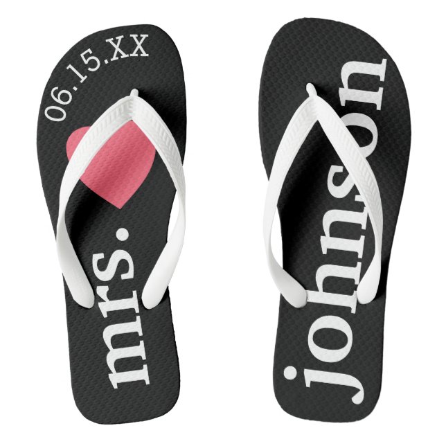 Mr. and Mrs. Personalised Honeymoon with Heart Thongs (Footbed)
