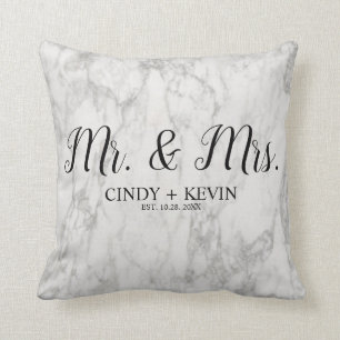Mr and Mrs Personalised Marble Stone Pattern Cushion