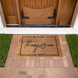 Mr. and Mrs. Personalised Wedding Gift Last Name Doormat