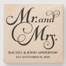 Mr and mrs, Personalised Wedding Gift, Marble
