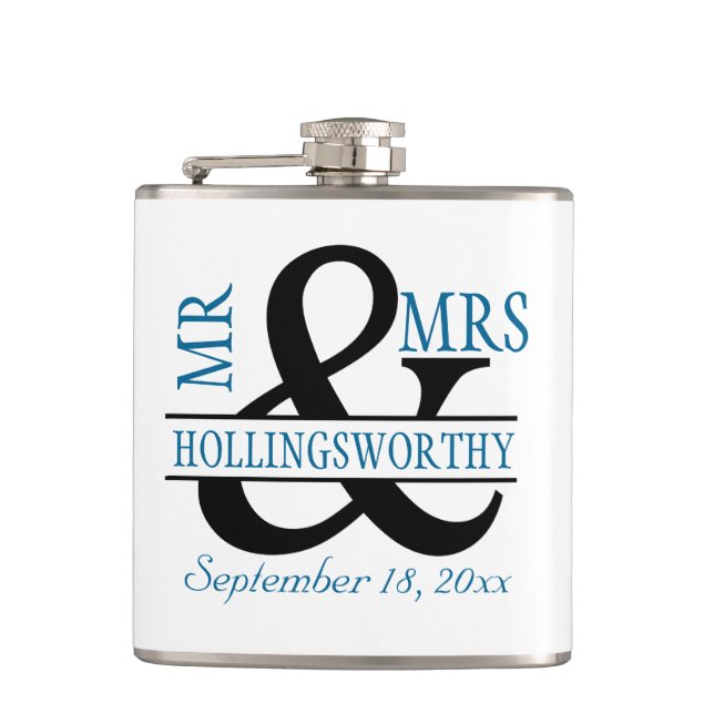 Mr and Mrs - Personalised Wedding Hip Flask (Front)