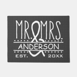 Mr and Mrs Personalised Wedding Last Name Date Doormat