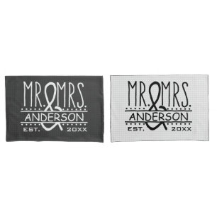 Mr and Mrs Personalised Wedding Last Name Date Pillowcase