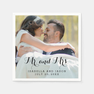 Mr and Mrs Personalised Wedding Photo Paper Napkin
