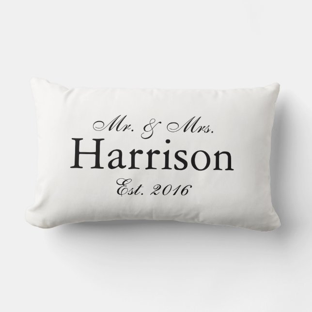 Mr. and Mrs. Personalised Wedding Pillow2 Lumbar Cushion (Front)