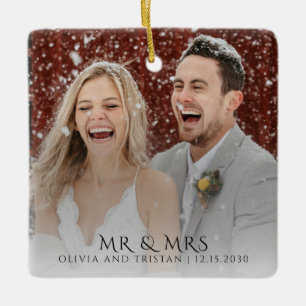 Mr And Mrs Photo Christmas Ceramic Ornament