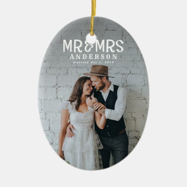 Mr and Mrs photo Christmas decoration (Front)