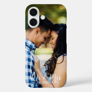 Mr and Mrs Photo Couple's Last Name iPhone 16 Case