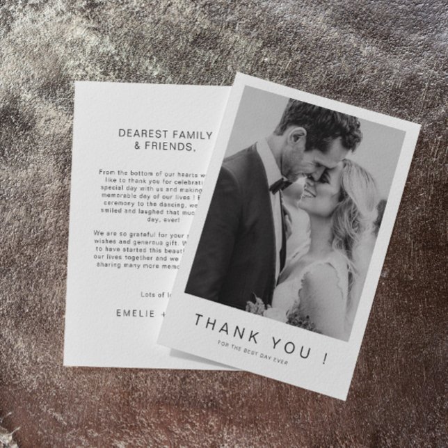 Mr. and Mrs. Photo Wedding Thank You Foil Card (thank you invitation, wedding card photo, wedding photo, photo collage, personalized photo)