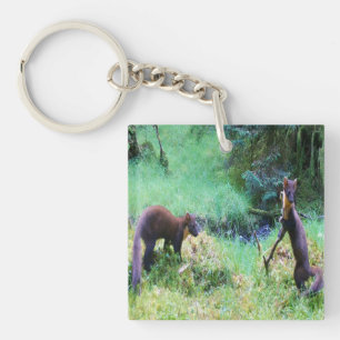 Mr and Mrs Pine Marten Date Night Key Ring