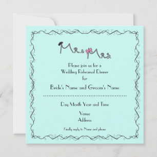 Mr. and Mrs. Rehearsal Dinner Mint Colour Invitation