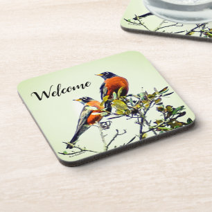 "Mr and Mrs Robin" Hard plastic coaster