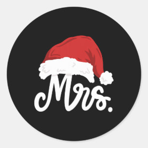 Mr And Mrs Santa Claus Couples Matching Christmas Classic Round Sticker