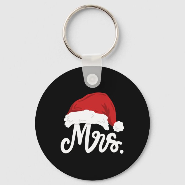 Mr And Mrs Santa Claus Couples Matching Christmas  Key Ring (Front)