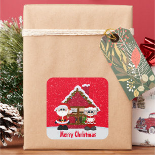 Mr. and Mrs. Santa Claus Holiday sticker