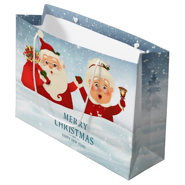 Mr and Mrs Santa Claus  Large Gift Bag (Front Angled)