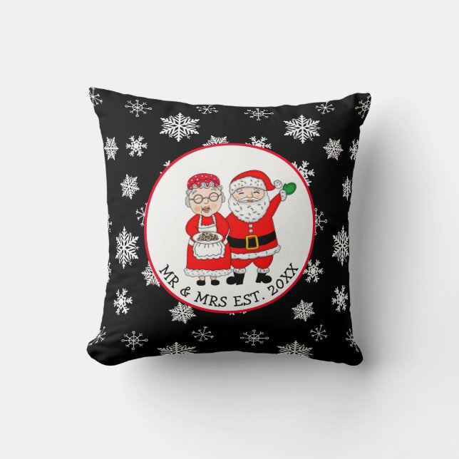 Mr and Mrs Santa Claus Personalised   Cushion (Front)