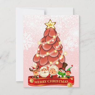 Mr and Mrs Santa Pink Christmas Tree Holiday Card