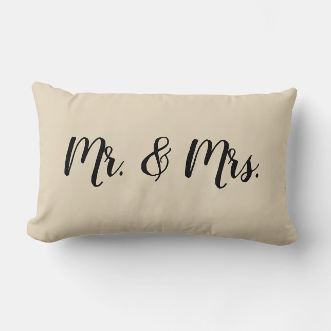 Mr and Mrs Script Bedroom Wedding Pillow (Front)