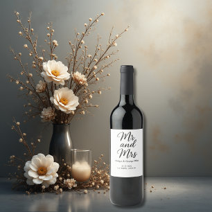 Mr and Mrs script - Elegant Charm  Wine Label