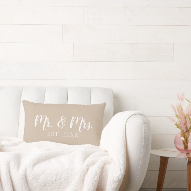 Mr and Mrs Script Established Wedding Pillow (Couch)