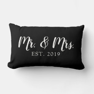 Mr and Mrs Script Established Wedding Pillow