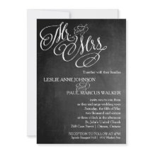 Mr. and Mrs. Scroll Chalkboard Invitation