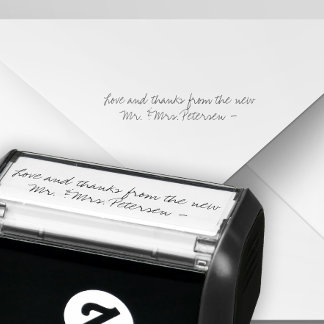 Mr and mrs signature wedding thank you self-inking stamp