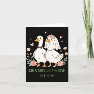 Mr and Mrs Silly Goose Couple Matching Wedding Card
