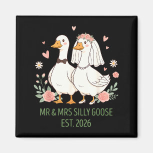 Mr and Mrs Silly Goose Couple Matching Wedding Magnet